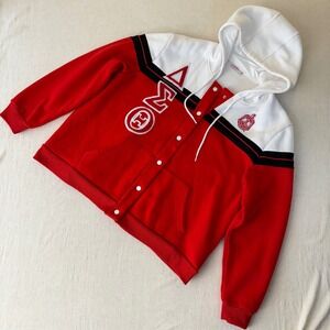 The Delta Box Delta Sigma Theta Snap Front Hoodie Red White XXL Greek Sorority